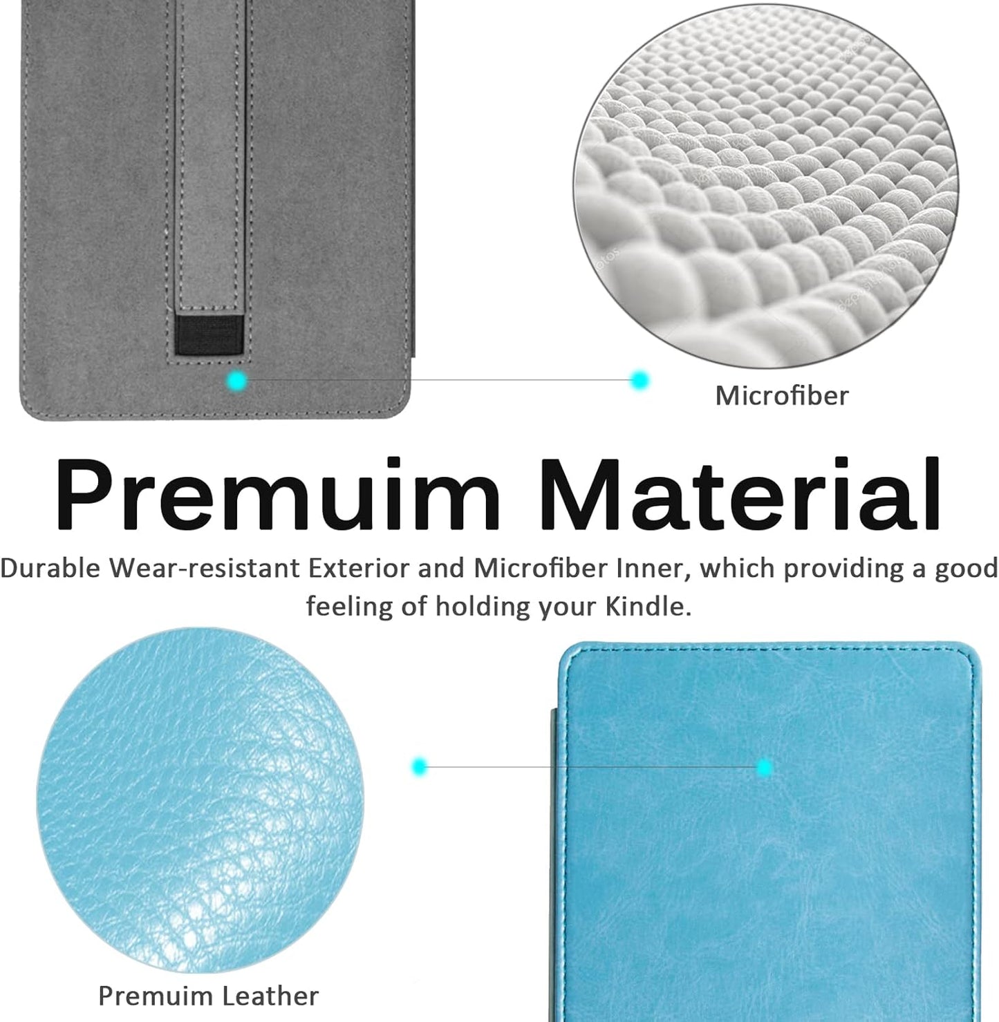 Compatible with Kindle Paperwhite 11Th Generation 2021 Leather Case with Hand Strap Leather Cover Cases for Kindle Paperwhite 11Th 2021 and Kindle Paperwhite Signature Edition 2021(Lightblue)