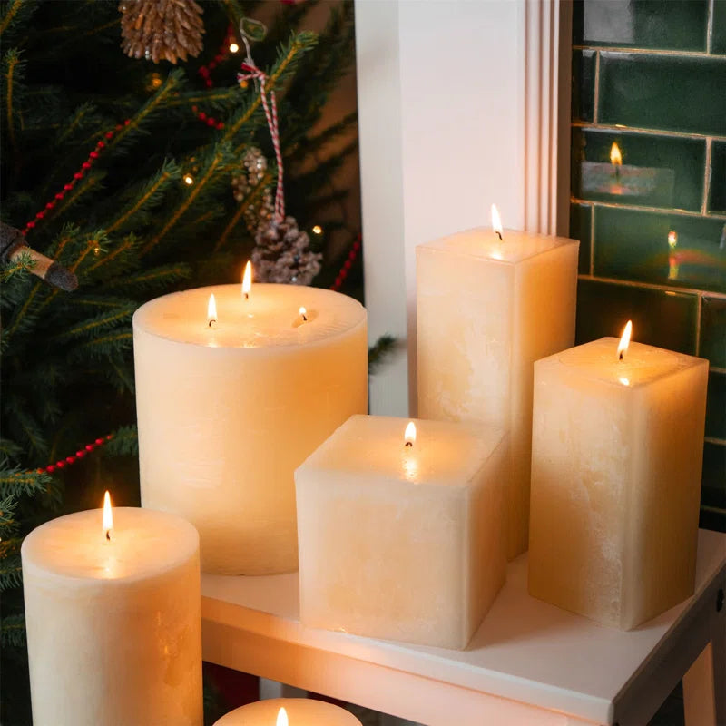 Indulge in Serenity with Our Creamy Vanilla Square Pillar Candles - 120 Hours of Bliss