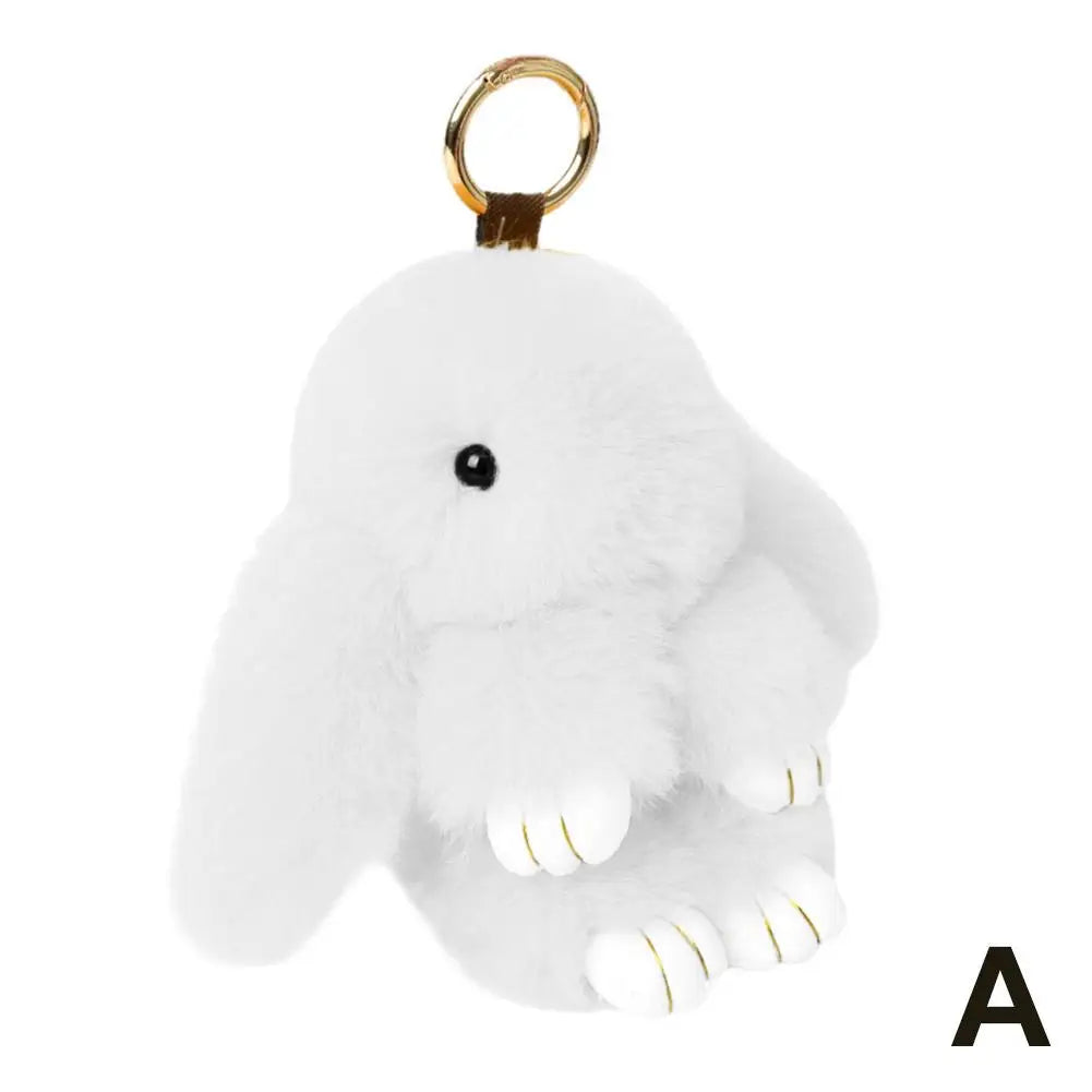 Cute Long Ear Bunny Keychain Real Mink Fur Rabbit Doll Charm Toys Ornament Keyring Jewelry Pompom Pendant Gifts Handbag Plu C9M0