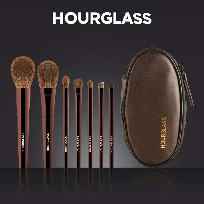 Makeup Brush Set Mini Portable 7 Pcs, High Quality Soft Animal Hair Brush Include Eyeshadow,Blush,Powder Brush