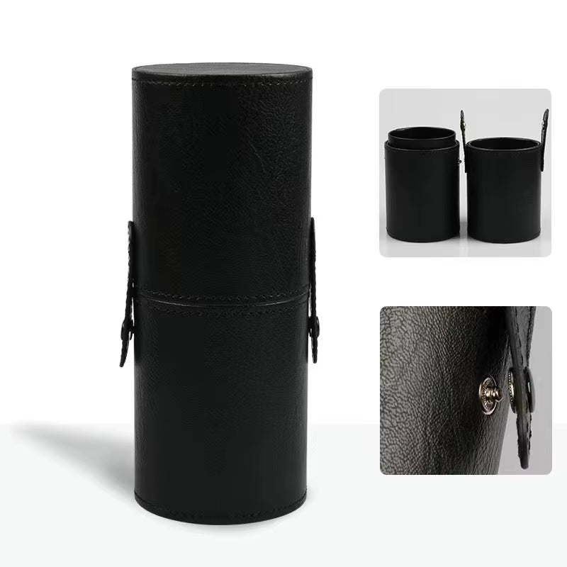 Stylish PU Leather Makeup Brush Bucket - Your Portable Travel Companion for Organized Beauty Essentials!
