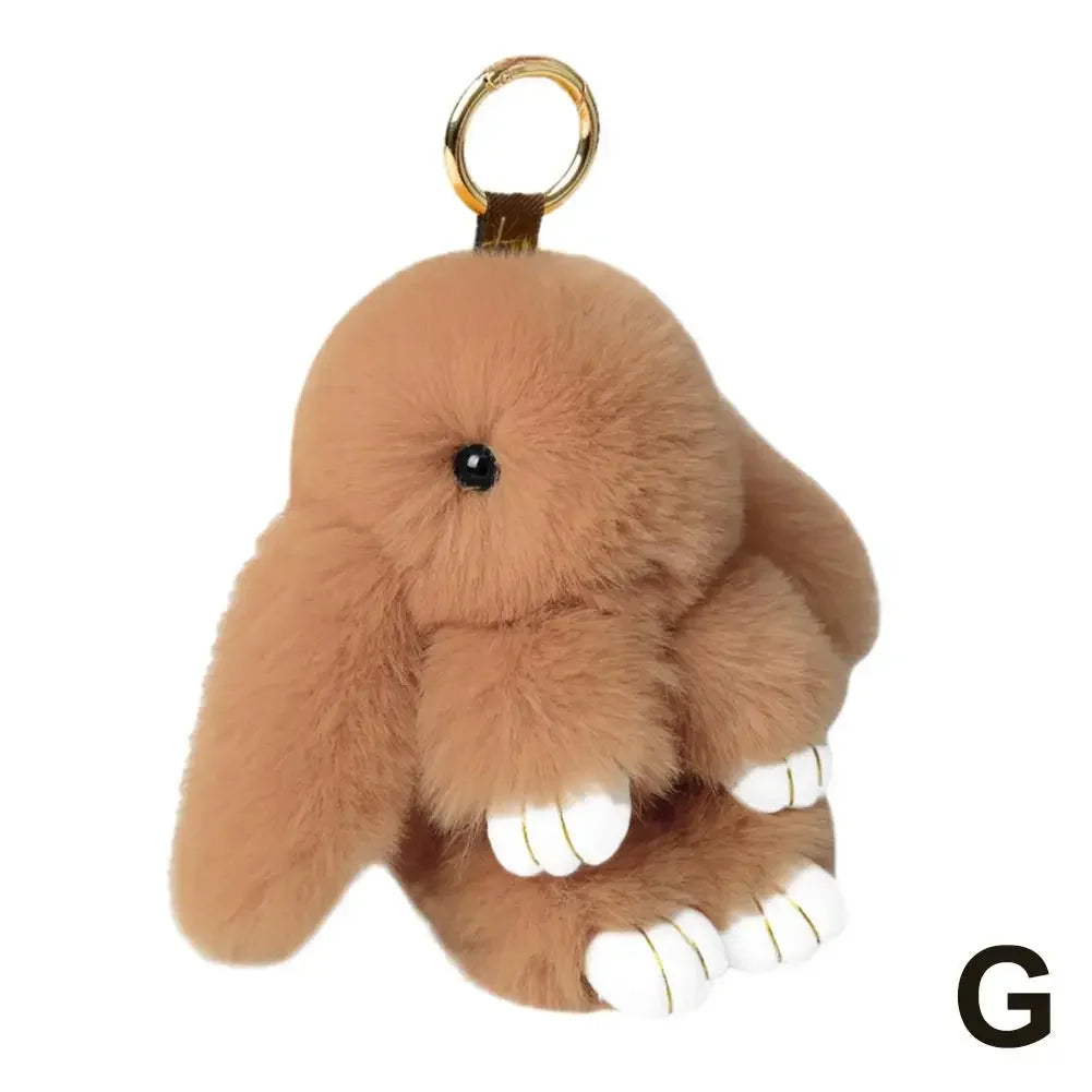 Cute Long Ear Bunny Keychain Real Mink Fur Rabbit Doll Charm Toys Ornament Keyring Jewelry Pompom Pendant Gifts Handbag Plu C9M0
