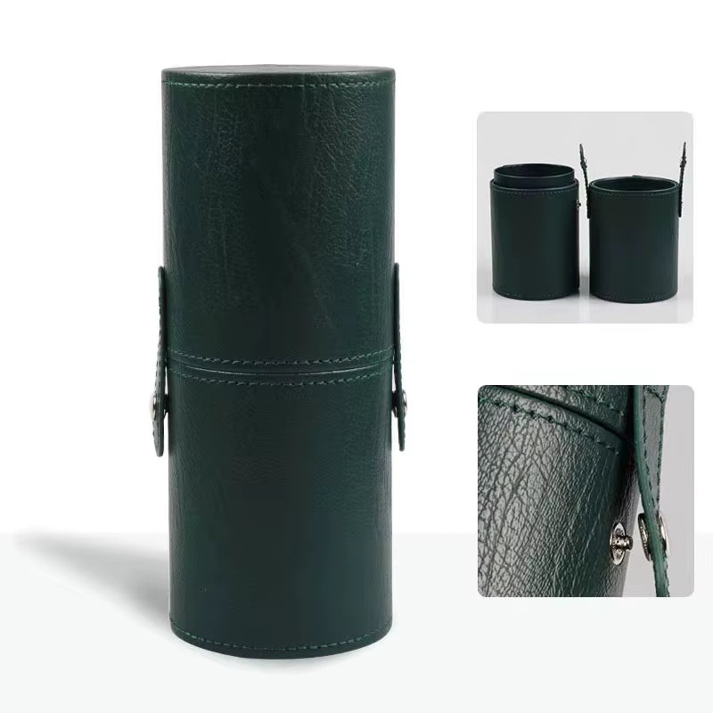 Stylish PU Leather Makeup Brush Bucket - Your Portable Travel Companion for Organized Beauty Essentials!