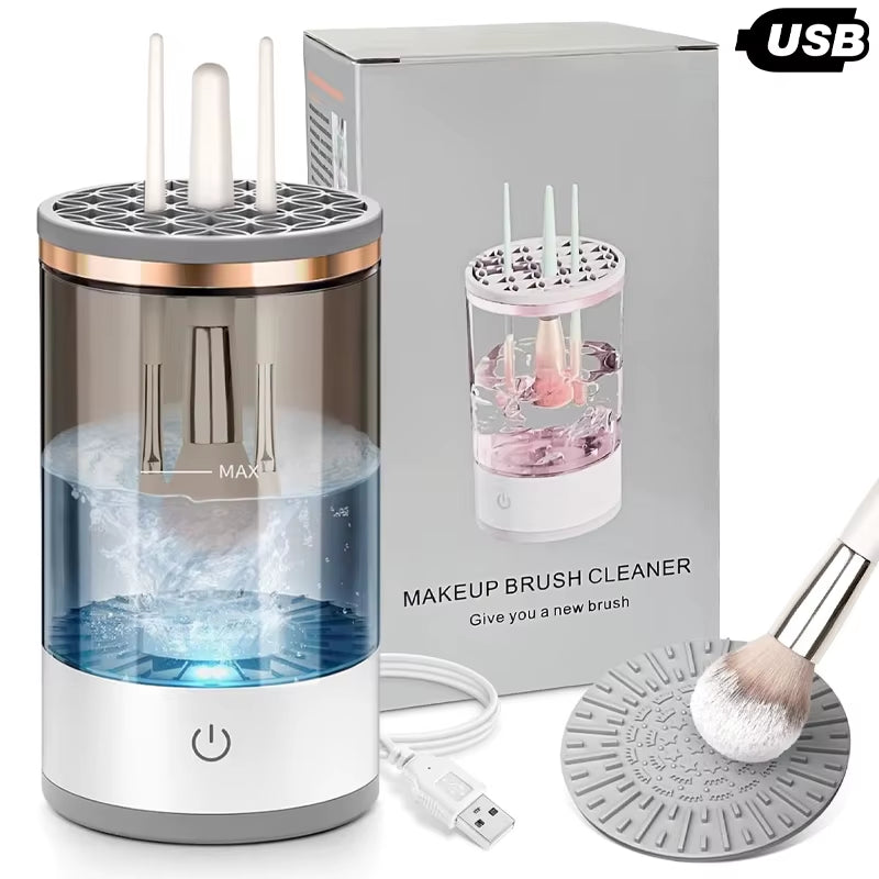 USB Plug Portable Electric Makeup Brush Cleaner with Rubber Makeup Machine Electric USB Quick Cleaner Cleaning Brush Collar Brus