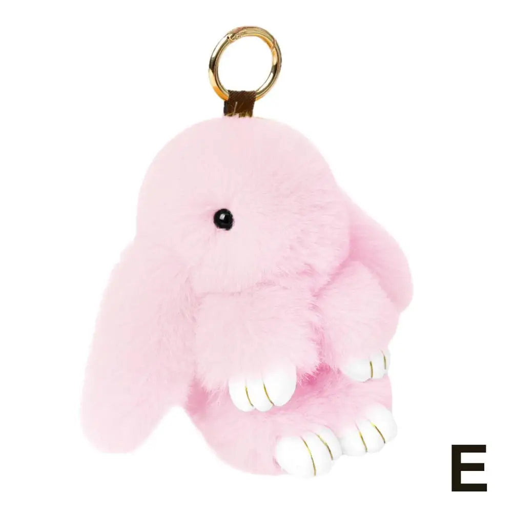Cute Long Ear Bunny Keychain Real Mink Fur Rabbit Doll Charm Toys Ornament Keyring Jewelry Pompom Pendant Gifts Handbag Plu C9M0