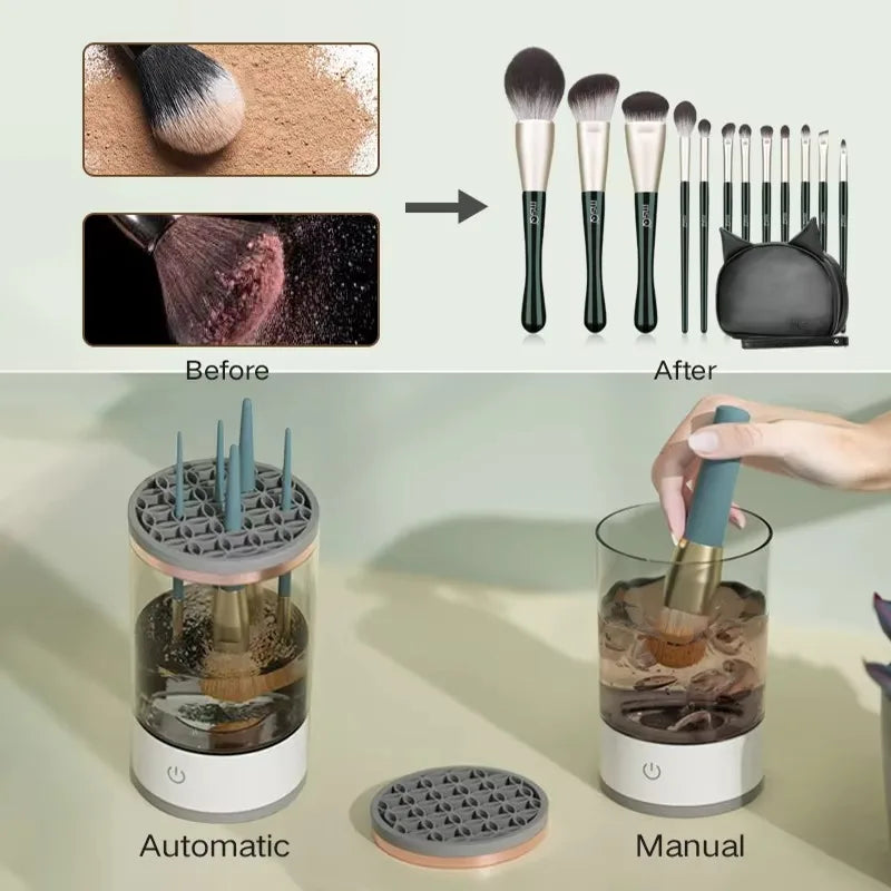 USB Plug Portable Electric Makeup Brush Cleaner with Rubber Makeup Machine Electric Quick Cleaner Cleaning Brush Collar Brushes