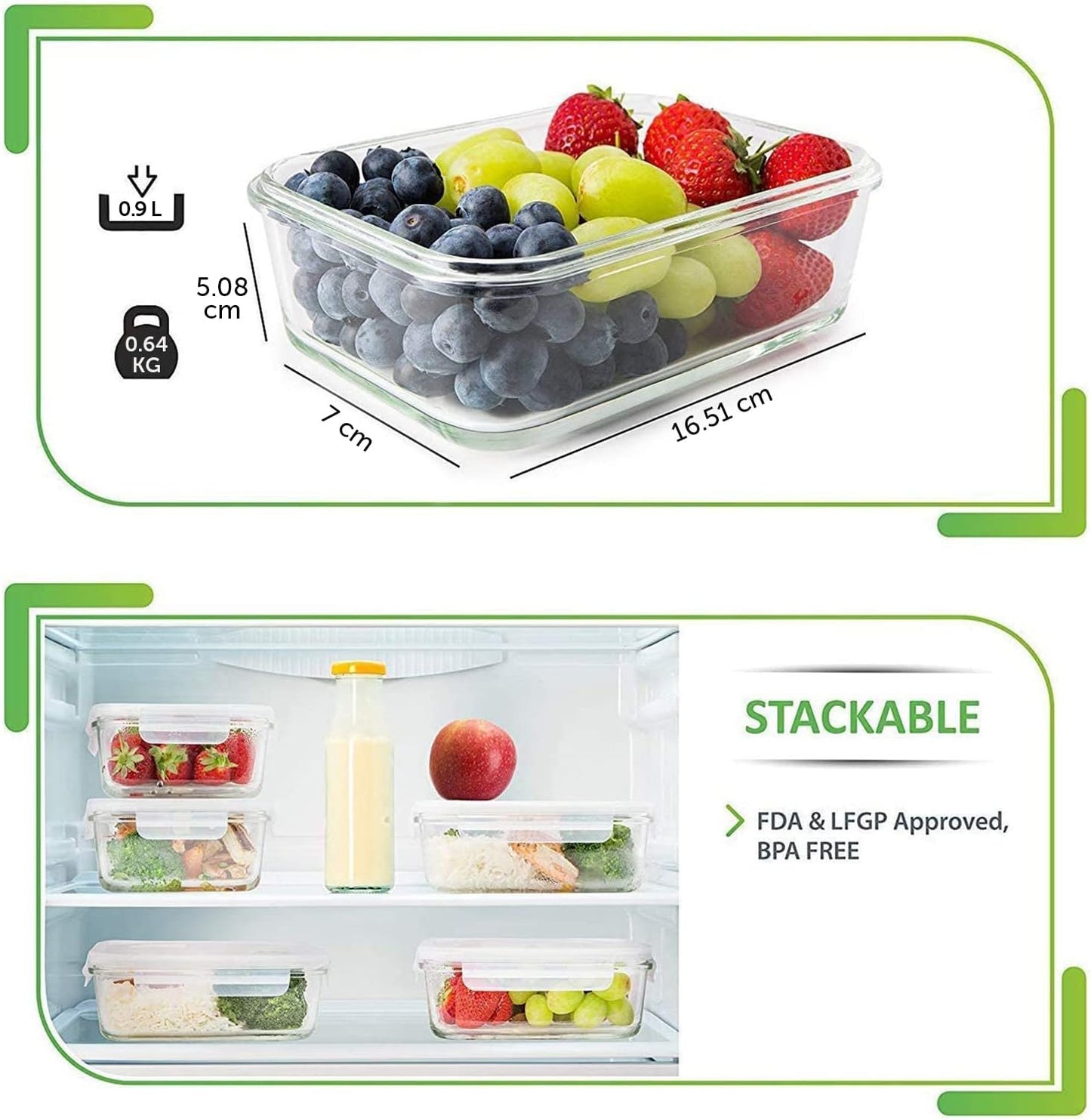 Revolutionize Your Meal Prep with the 5-Pack Airtight Glass Food Storage Containers - Perfect for Healthy Living!