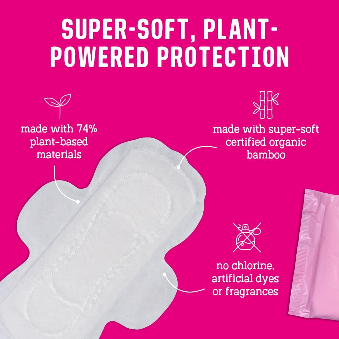 Experience Ultimate Comfort with FLO's Mega Pack of Organic Bamboo Day Pads - Ultra-Thin, Winged, and Eco-Friendly Sanitary Napkins for Women, 88 Count