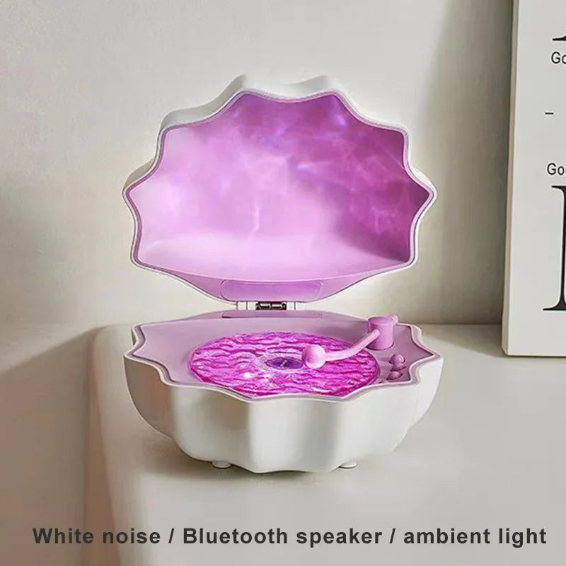 Versatile Portable Bluetooth Speaker with Retro Design, Colorful Projection Light, and White Noise Sleep Aid