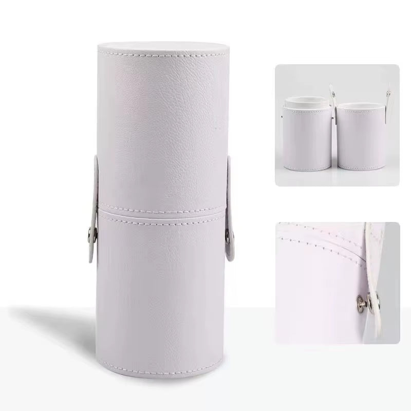 Stylish PU Leather Makeup Brush Bucket - Your Portable Travel Companion for Organized Beauty Essentials!