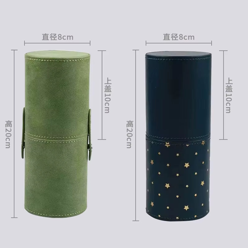 Stylish PU Leather Makeup Brush Bucket - Your Portable Travel Companion for Organized Beauty Essentials!