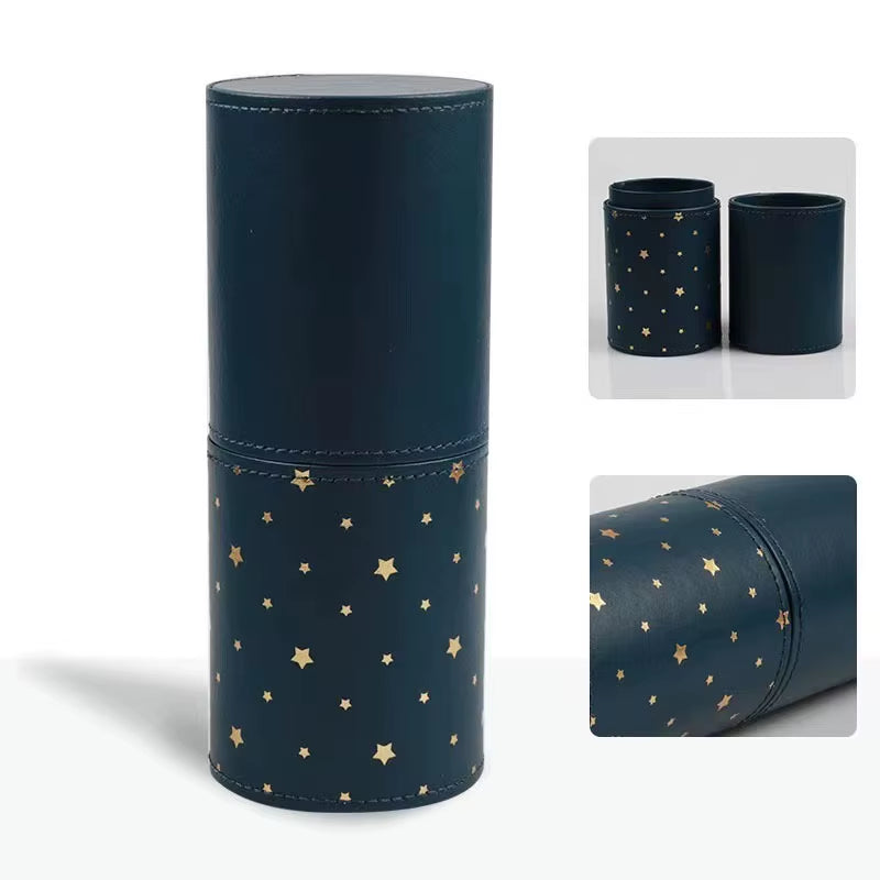 Stylish PU Leather Makeup Brush Bucket - Your Portable Travel Companion for Organized Beauty Essentials!