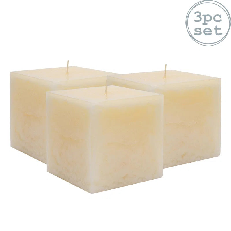 Indulge in Serenity with Our Creamy Vanilla Square Pillar Candles - 120 Hours of Bliss