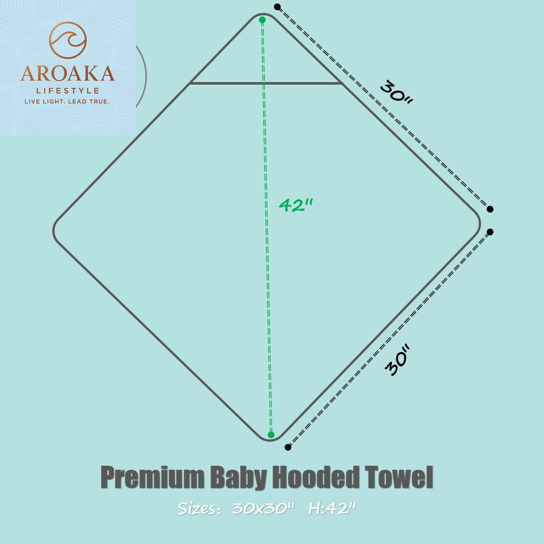 Bamboo Rayon Hooded Bath Towel with Bear Ears for Infants and Toddlers - Absorbent Large 30 x 30 Inch Baby Towel