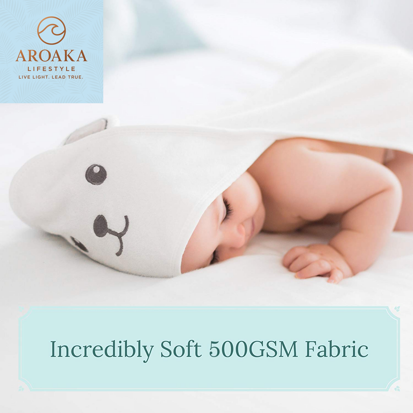 Bamboo Rayon Hooded Bath Towel with Bear Ears for Infants and Toddlers - Absorbent Large 30 x 30 Inch Baby Towel