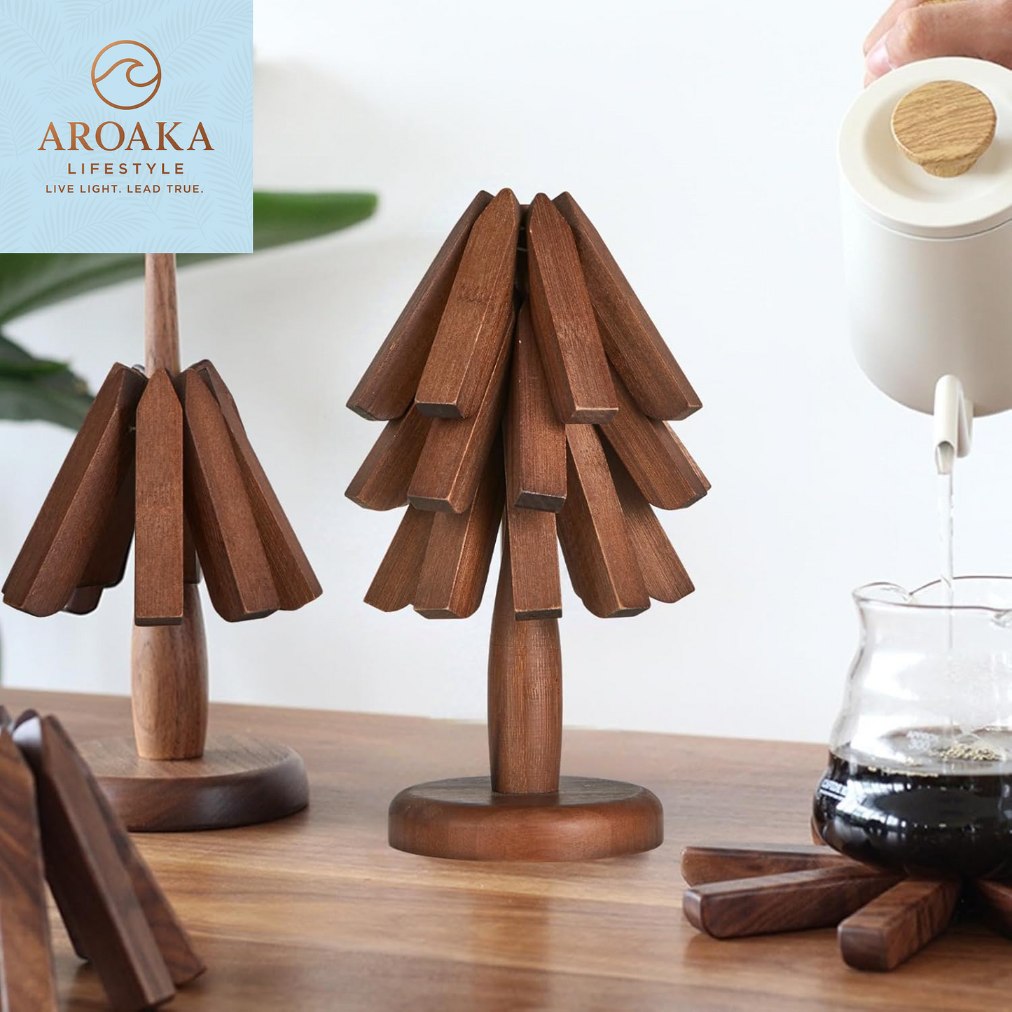 Elevate Your Kitchen with the CUIYAKI Set of 3 Stylish Bamboo Trivets - Perfect for Hot Dishes and Easy Storage
