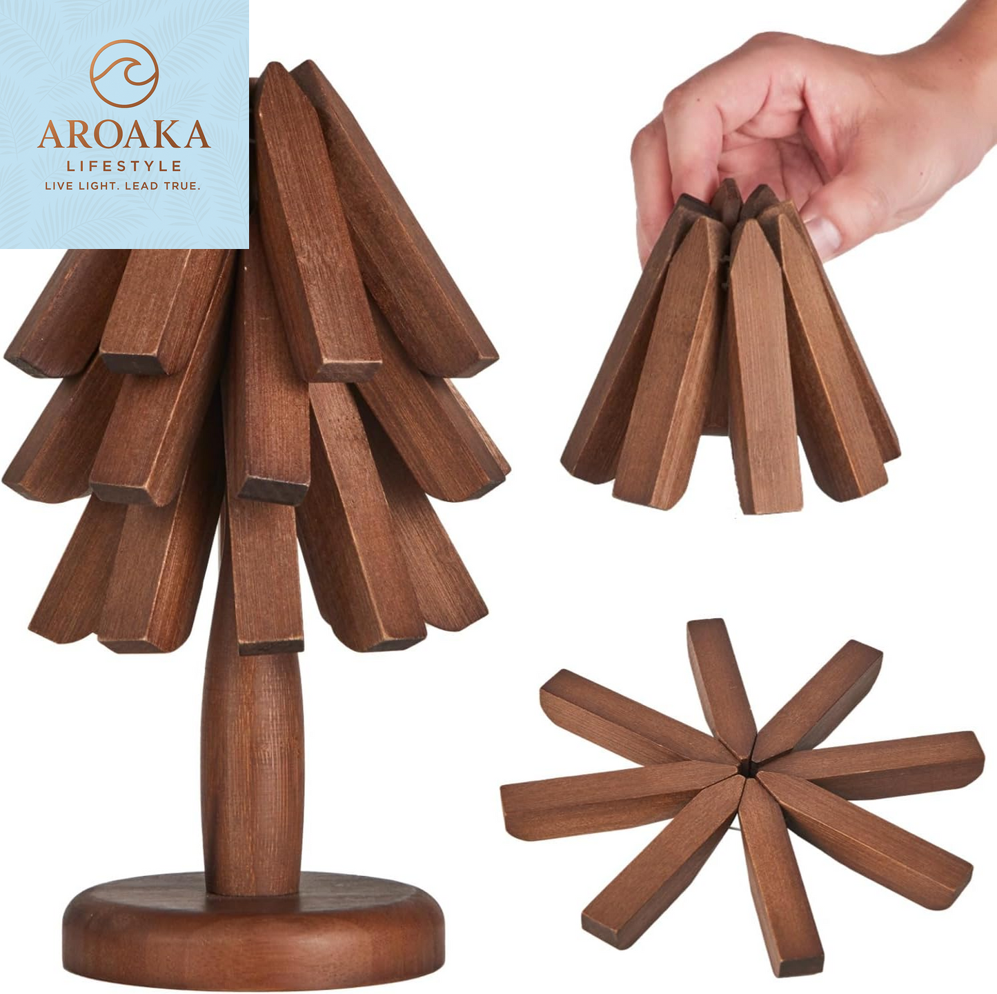 Elevate Your Kitchen with the CUIYAKI Set of 3 Stylish Bamboo Trivets - Perfect for Hot Dishes and Easy Storage