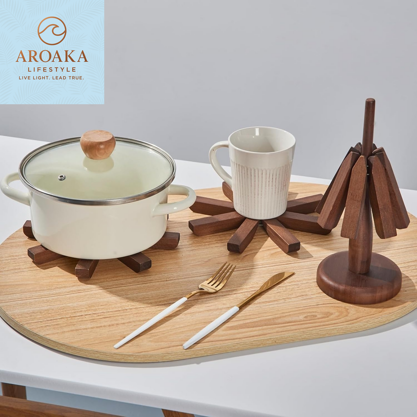 Elevate Your Kitchen with the CUIYAKI Set of 3 Stylish Bamboo Trivets - Perfect for Hot Dishes and Easy Storage