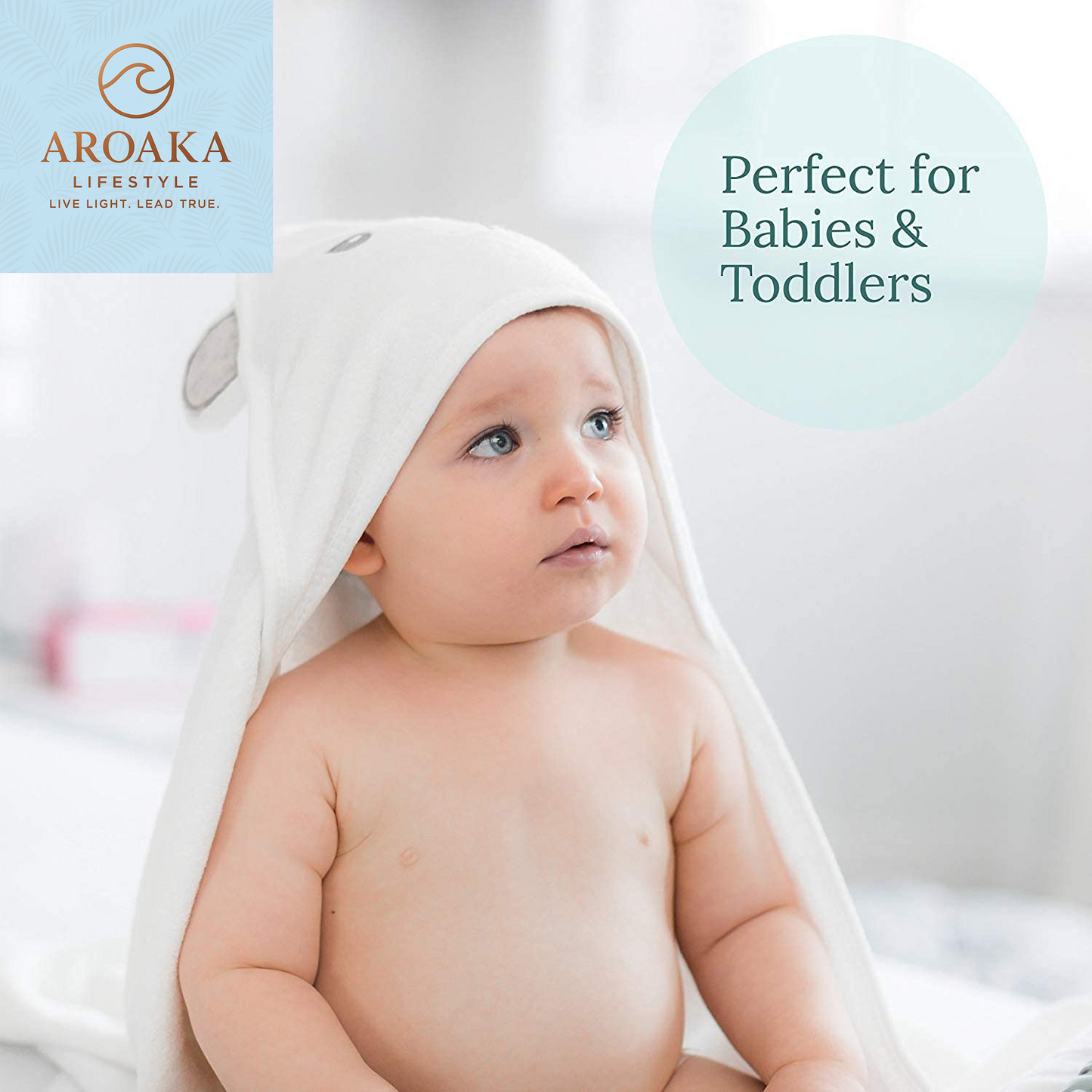 Bamboo Rayon Hooded Bath Towel with Bear Ears for Infants and Toddlers - Absorbent Large 30 x 30 Inch Baby Towel