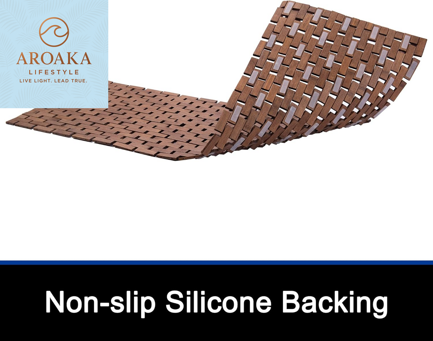 Elegant Bamboo Bath Mat - Waterproof Non-Slip Runner Rug, 16x48 Inch in Stylish Walnut Finish, Easy to Clean and Maintain, Ideal for Home and Outdoor Use