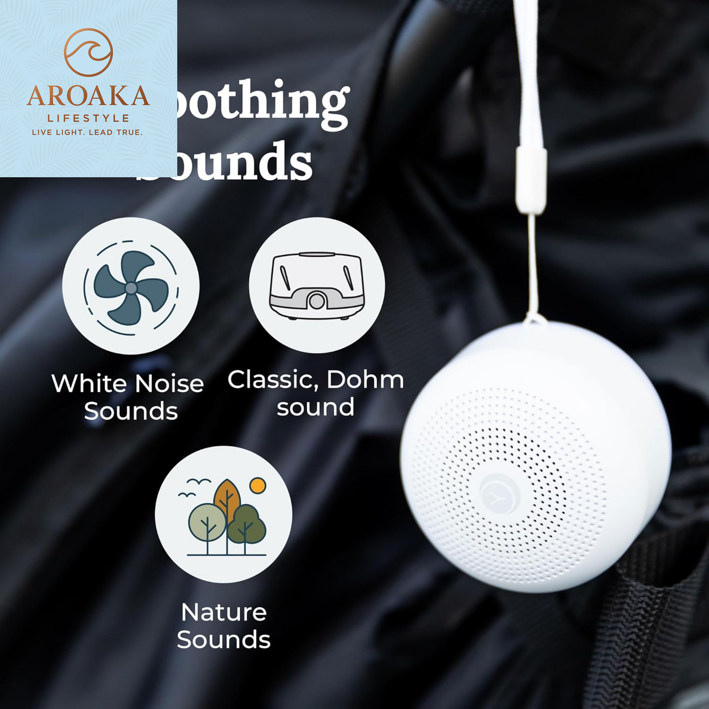 Mini Portable White Noise Machine with 6 Soothing Sounds and Adjustable Night Light - Ideal Sleep Therapy for Adults and Infants, USB Rechargeable with Convenient Carry Lanyard