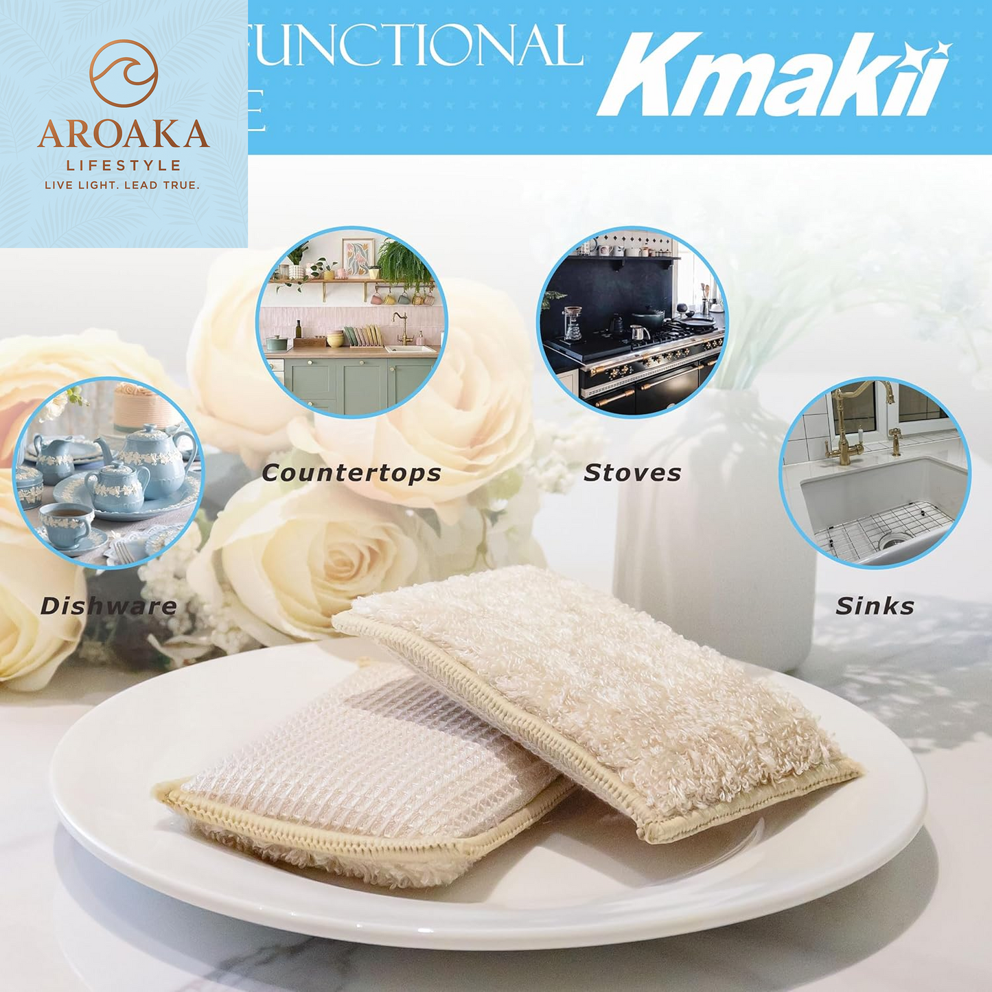 Transform Your Cleaning Routine with Super Absorbent Bamboo Kitchen Sponges - 12 Pack for Effortless Dishwashing and Surface Cleaning