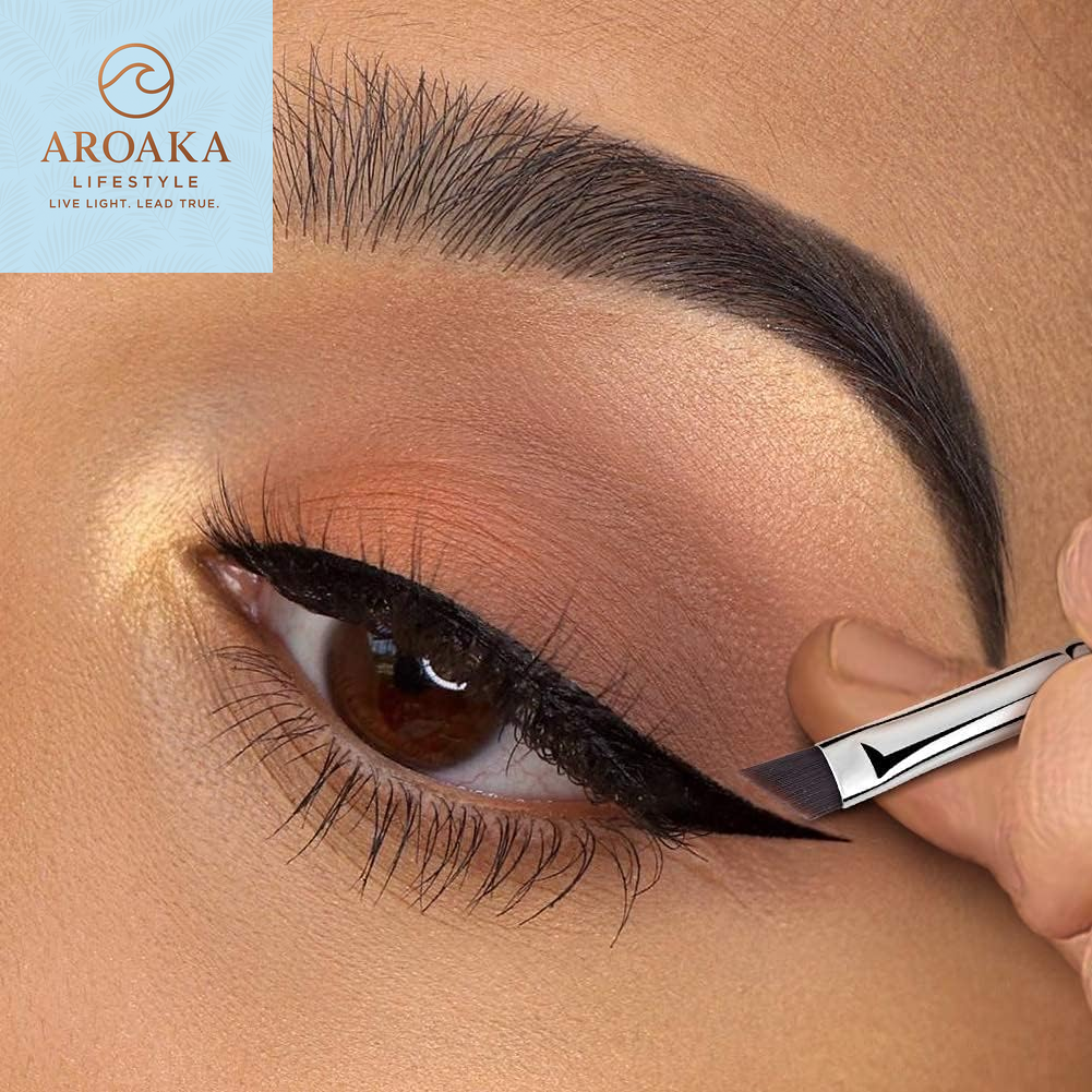 Precision Eyeliner Brush Set - 2PCS Angled Synthetic Brushes for Flawless Eye Makeup
