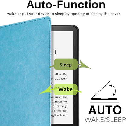 Compatible with Kindle Paperwhite 11Th Generation 2021 Leather Case with Hand Strap Leather Cover Cases for Kindle Paperwhite 11Th 2021 and Kindle Paperwhite Signature Edition 2021(Lightblue)