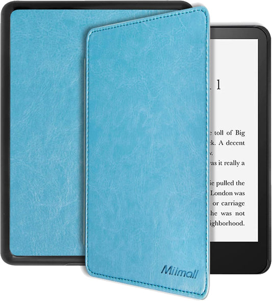 Compatible with Kindle Paperwhite 11Th Generation 2021 Leather Case with Hand Strap Leather Cover Cases for Kindle Paperwhite 11Th 2021 and Kindle Paperwhite Signature Edition 2021(Lightblue)
