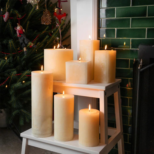 Indulge in Serenity with Our Creamy Vanilla Square Pillar Candles - 120 Hours of Bliss