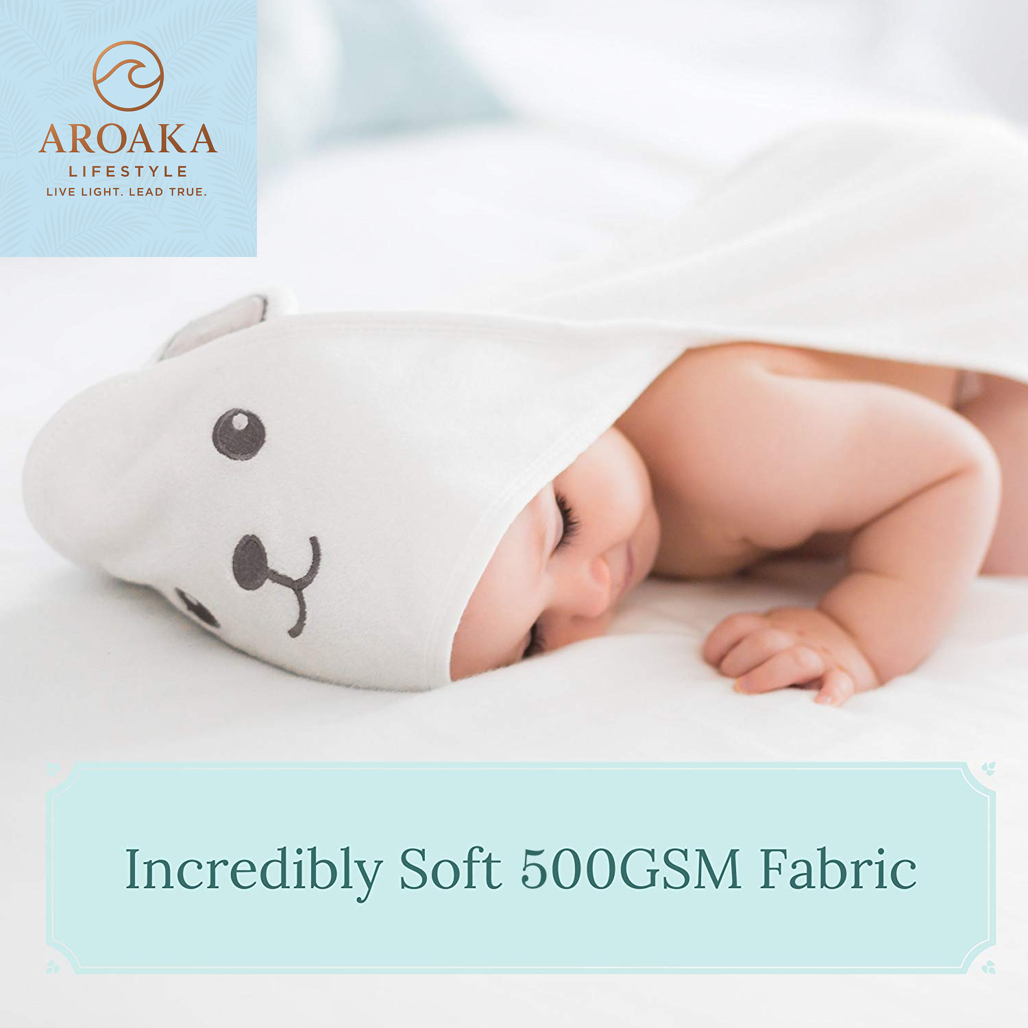 Bamboo Rayon Hooded Bath Towel with Bear Ears for Infants and Toddlers - Absorbent Large 30 x 30 Inch Baby Towel