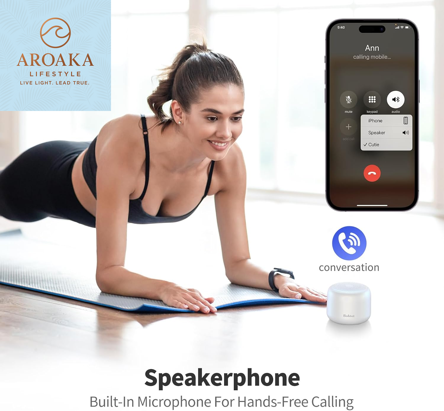 Portable Bluetooth Speaker - Wireless IPX5 Waterproof Mini Speaker with Loud Stereo Sound, 20 Hours Playtime, Rechargeable Battery, and Built-In Microphone, White