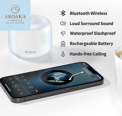Portable Bluetooth Speaker - Wireless IPX5 Waterproof Mini Speaker with Loud Stereo Sound, 20 Hours Playtime, Rechargeable Battery, and Built-In Microphone, White