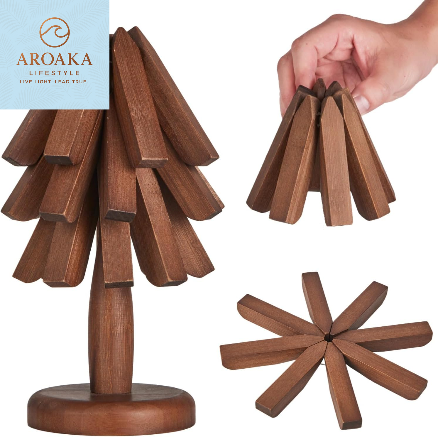 Elevate Your Kitchen with the CUIYAKI Set of 3 Stylish Bamboo Trivets - Perfect for Hot Dishes and Easy Storage
