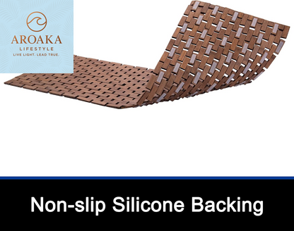 Elegant Bamboo Bath Mat - Waterproof Non-Slip Runner Rug, 16x48 Inch in Stylish Walnut Finish, Easy to Clean and Maintain, Ideal for Home and Outdoor Use
